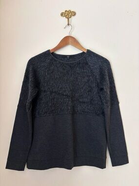 Tibi Grey Faux Fur Pullover Sweatshirt XS